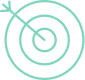 Symbole d'une cible avec une flèche plantée en plein centre, illustrant un objectif atteint ou une grande précision.