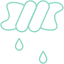 Symbole d'un linge tordu ou d'un vêtement pressé, avec des gouttes d'eau tombant, indiquant l'essorage.