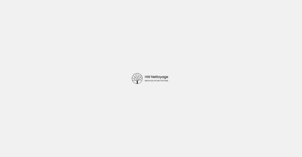 Logo HW Nettoyage : arbre stylisé dans un cercle, avec le texte 'SERVICES DE NETTOYAGE' sur fond clair.