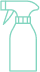 Icône de flacon pulvérisateur avec gâchette. Représente un vaporisateur pour le nettoyage, le jardinage ou les soins capillaires.